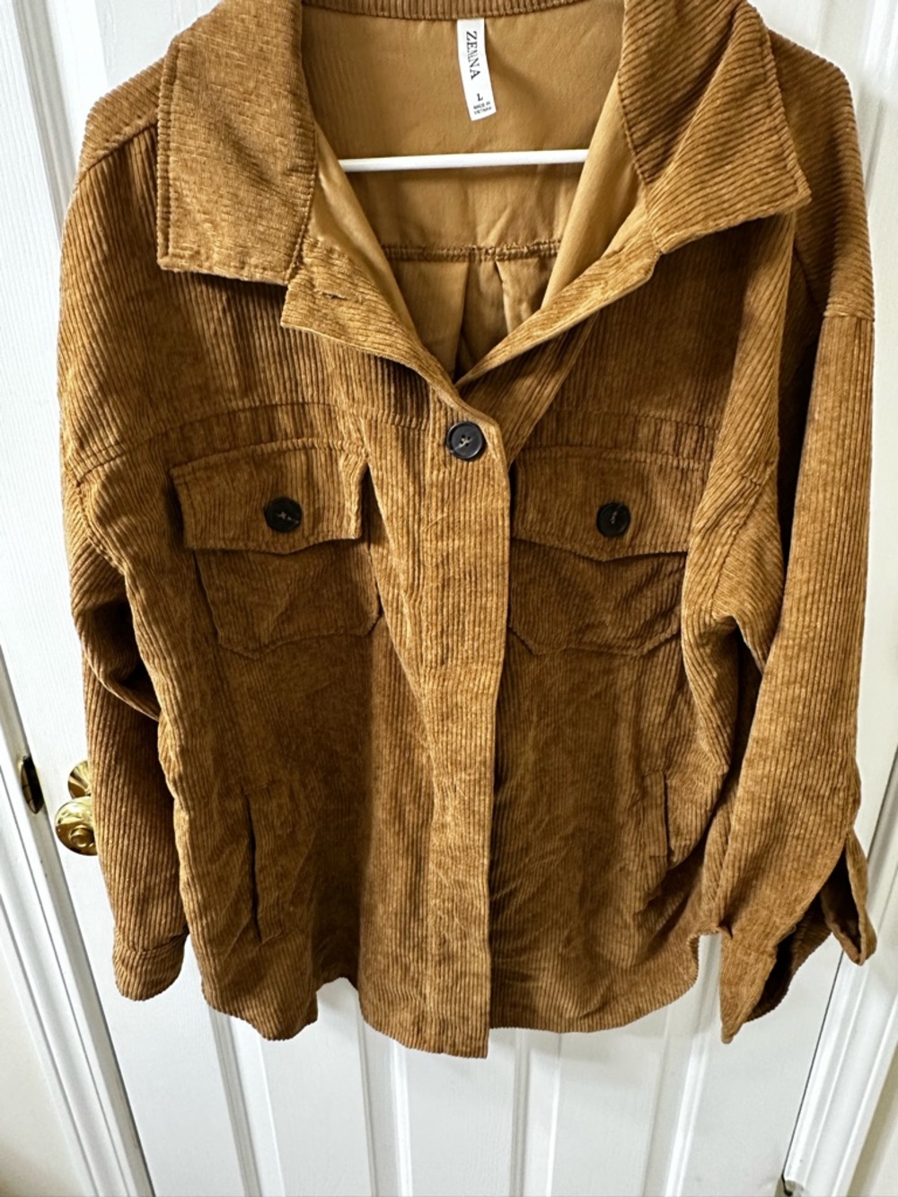 Zenana Outfitters Corduroy Shacket Jacket - Brown